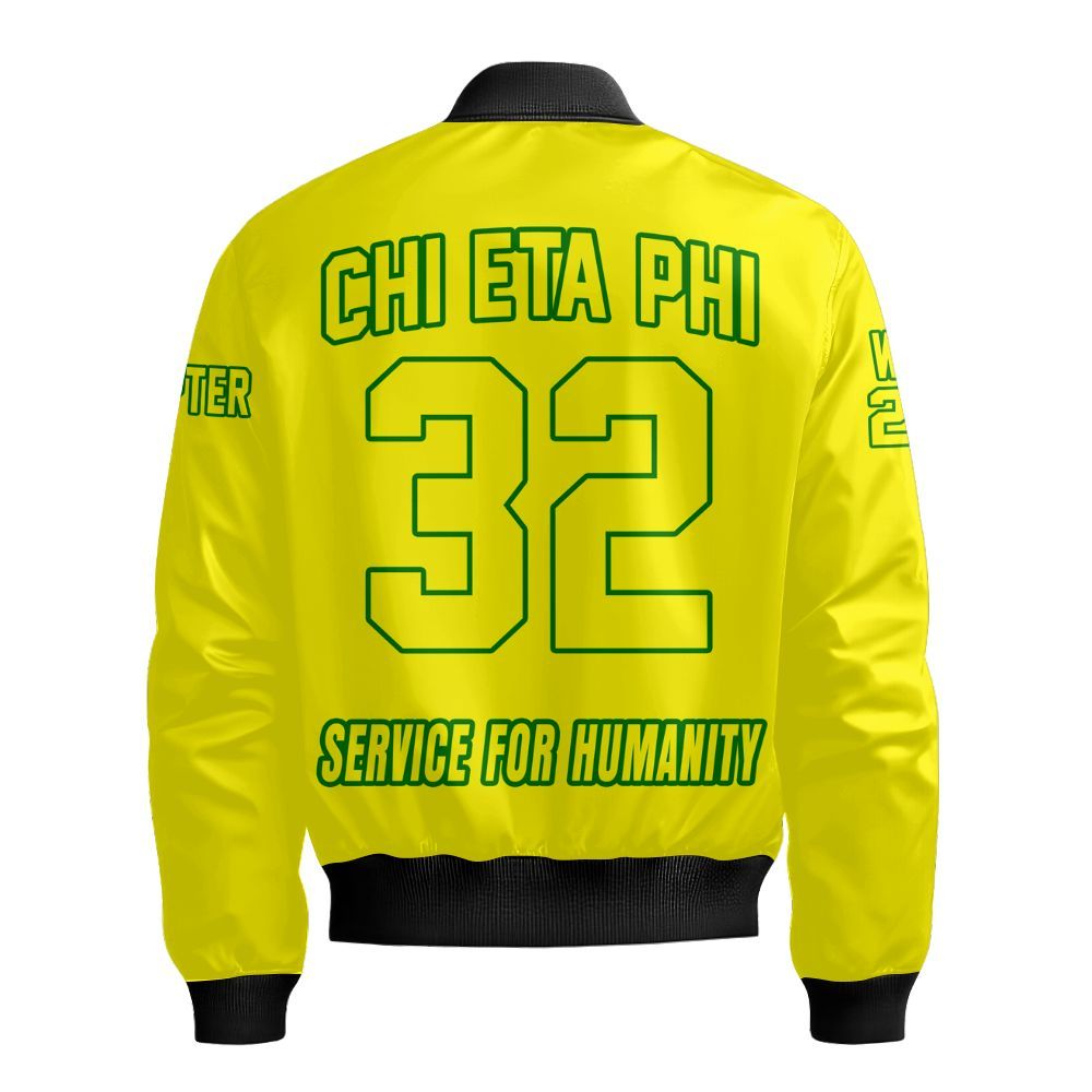 Ireishprint Chi Eta Phi Custom Chapter Shirt, Personalized Lemon Yellow Shirt Chi Eta Phi Sorority Bomber Jacket