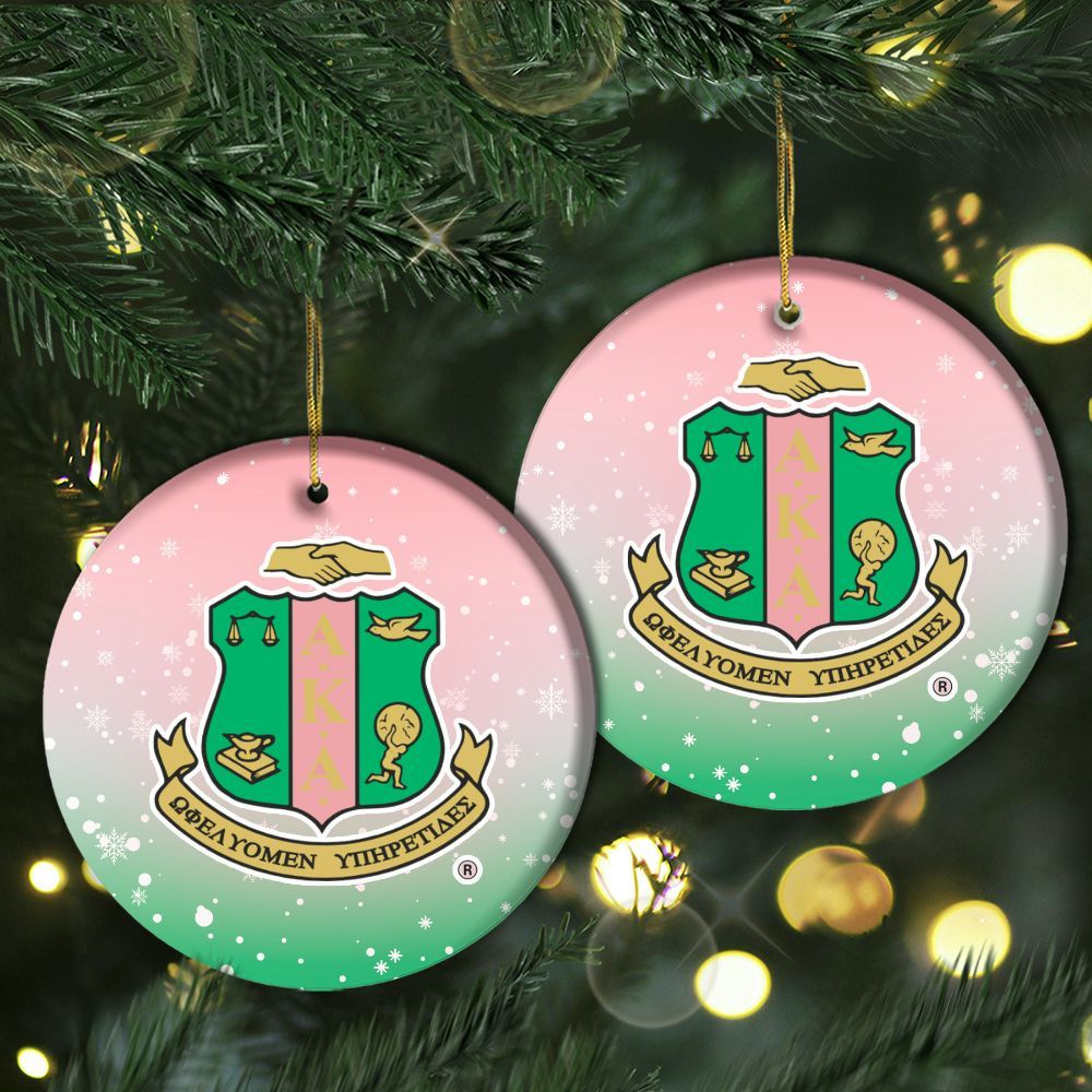 Ireishprint A.K.A Ceramic Ornament, Pink Mix Green Christmas Ornament