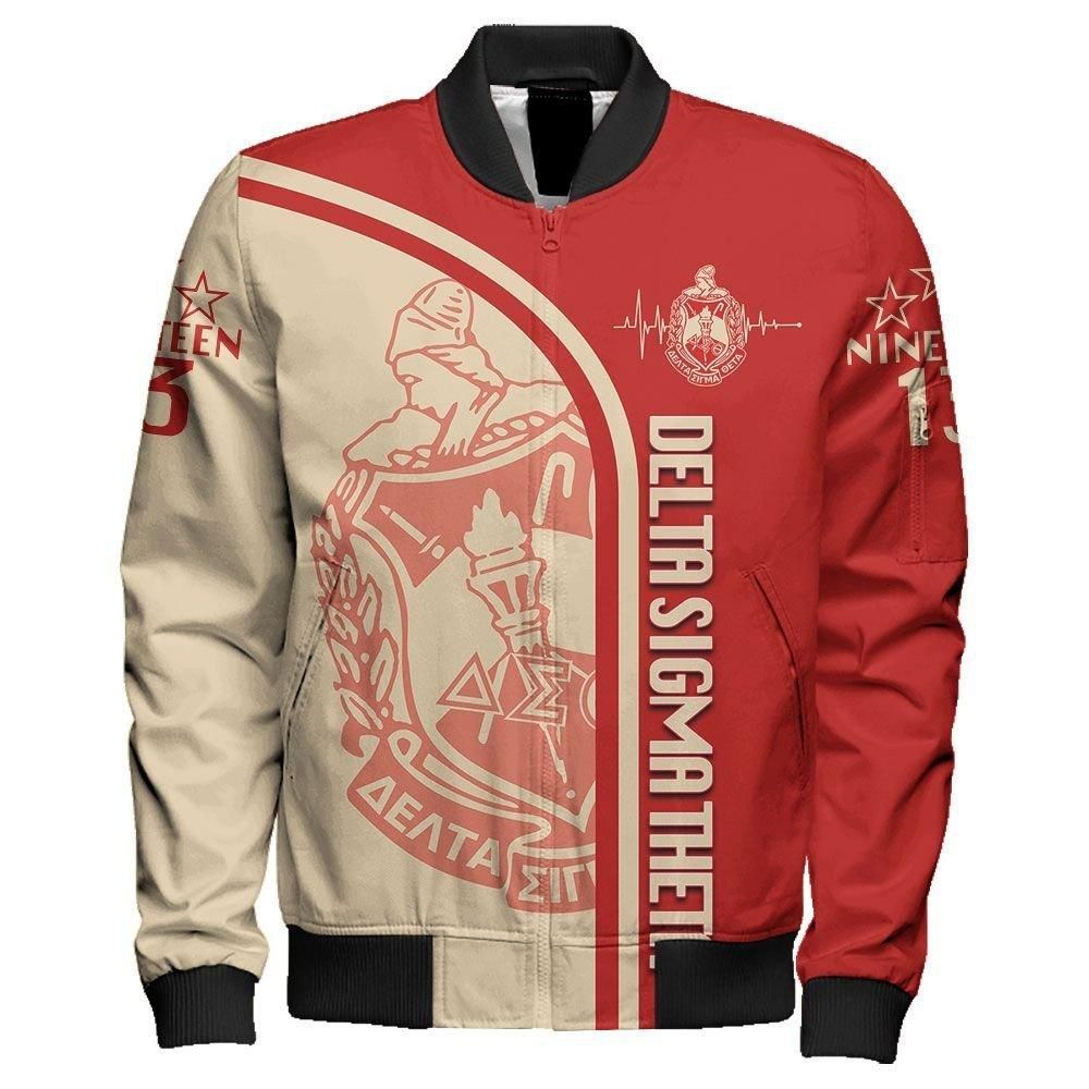 Personalized Delta Sigma Theta In My Heart Sleeve Zip Bomber Jacket