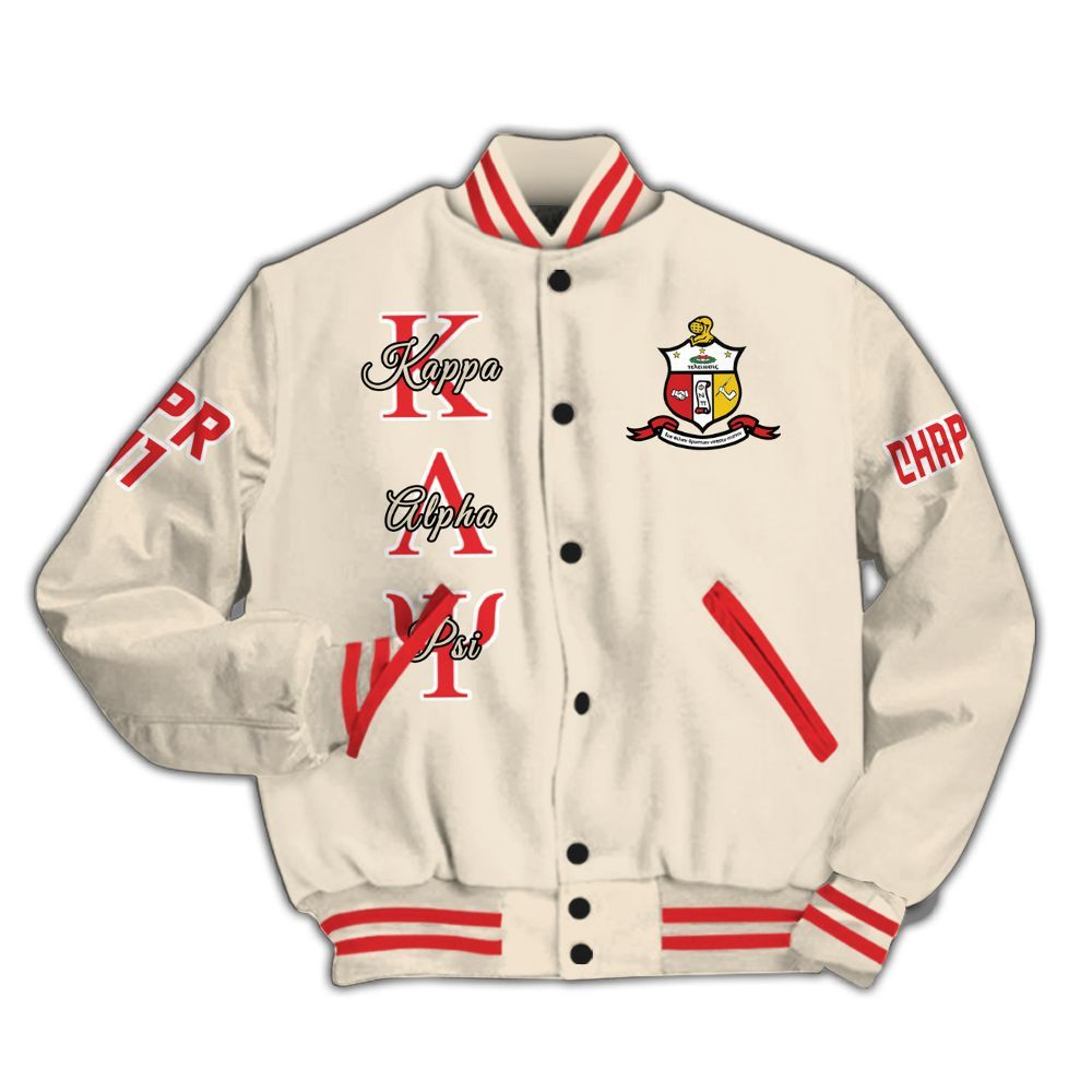 Ireishprint ΚΑΨ Custom Chapter Varsity Jacket, Personalized Cane Cream Varsity Jacket ΚΑΨ Fraternity Jacket