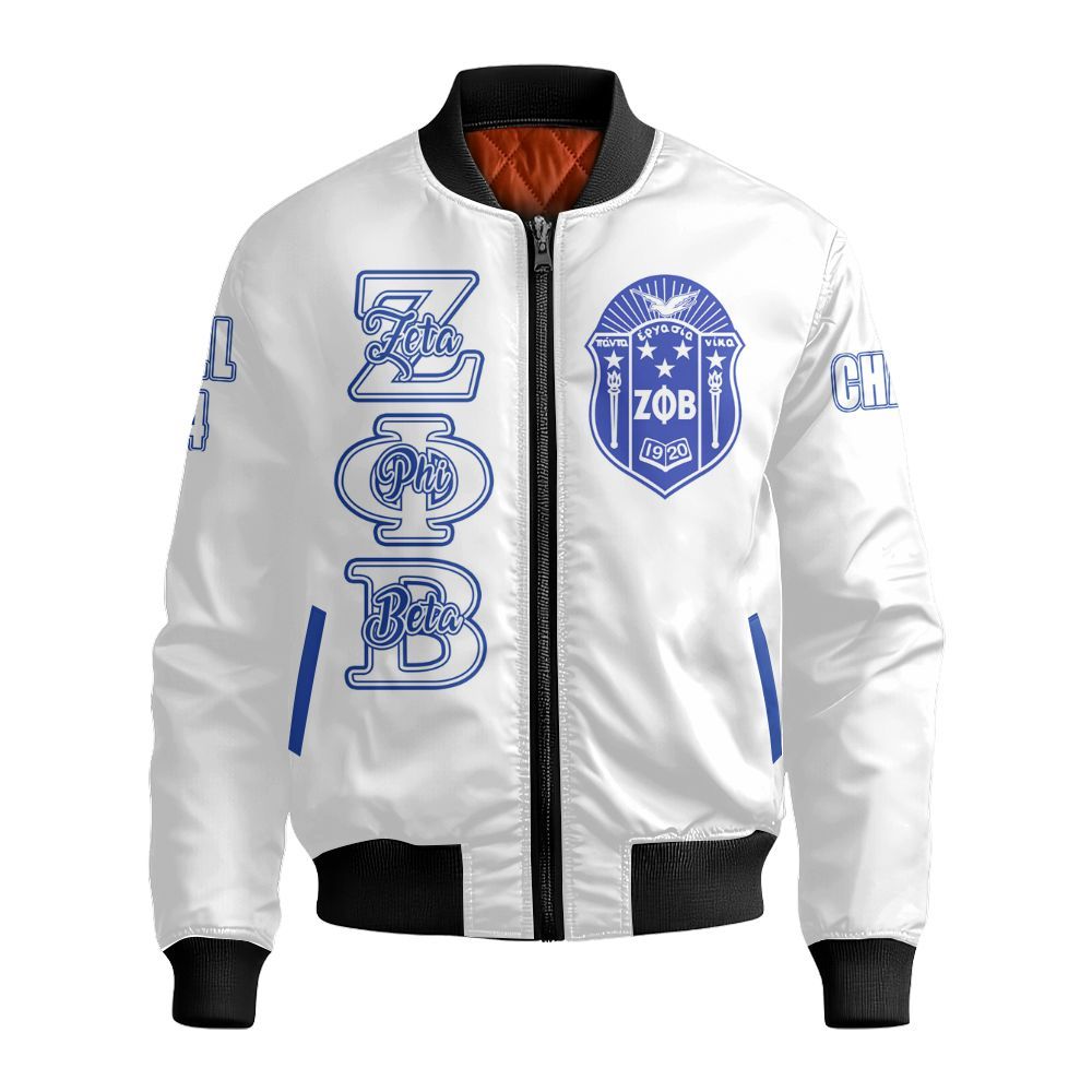 Ireishprint Zeta Phi Beta Custom Knitted Cardigan, Personalized White Knitted Cardigan Zeta Phi Beta Sorority Bomber Jacket