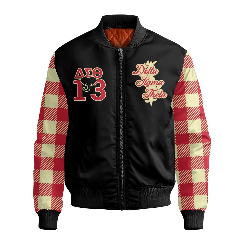 Ireishprint Delta Sigma Theta Crop Shirt, Pattern Retro Delta Sigma Theta Sisterhood Sorority Bomber Jacket