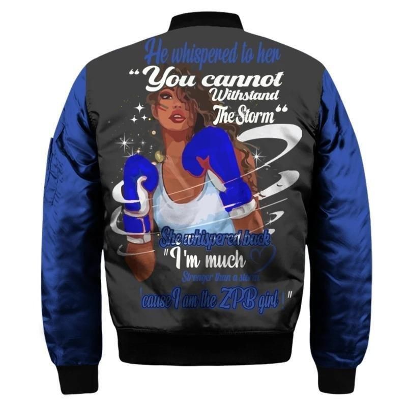 I Am Zeta Phi Beta Girl Sleeve Zip Bomber Jacket