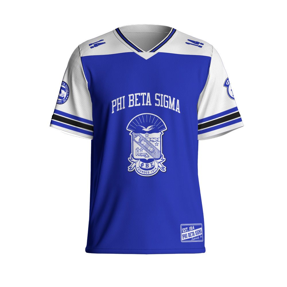 Ireishprint Phi Beta Sigma Custom Back Line Football Jersey, Personalized Royal Blue Jersey Fraternity