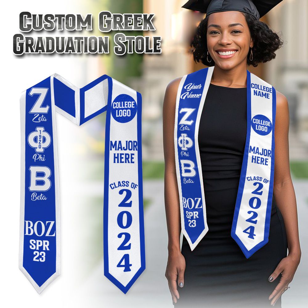 Ireishprint Zeta Phi Beta Custom Your Logo Graduation Stole, Personalized Mix Color Graduation Stole Zeta Phi Beta Sorority
