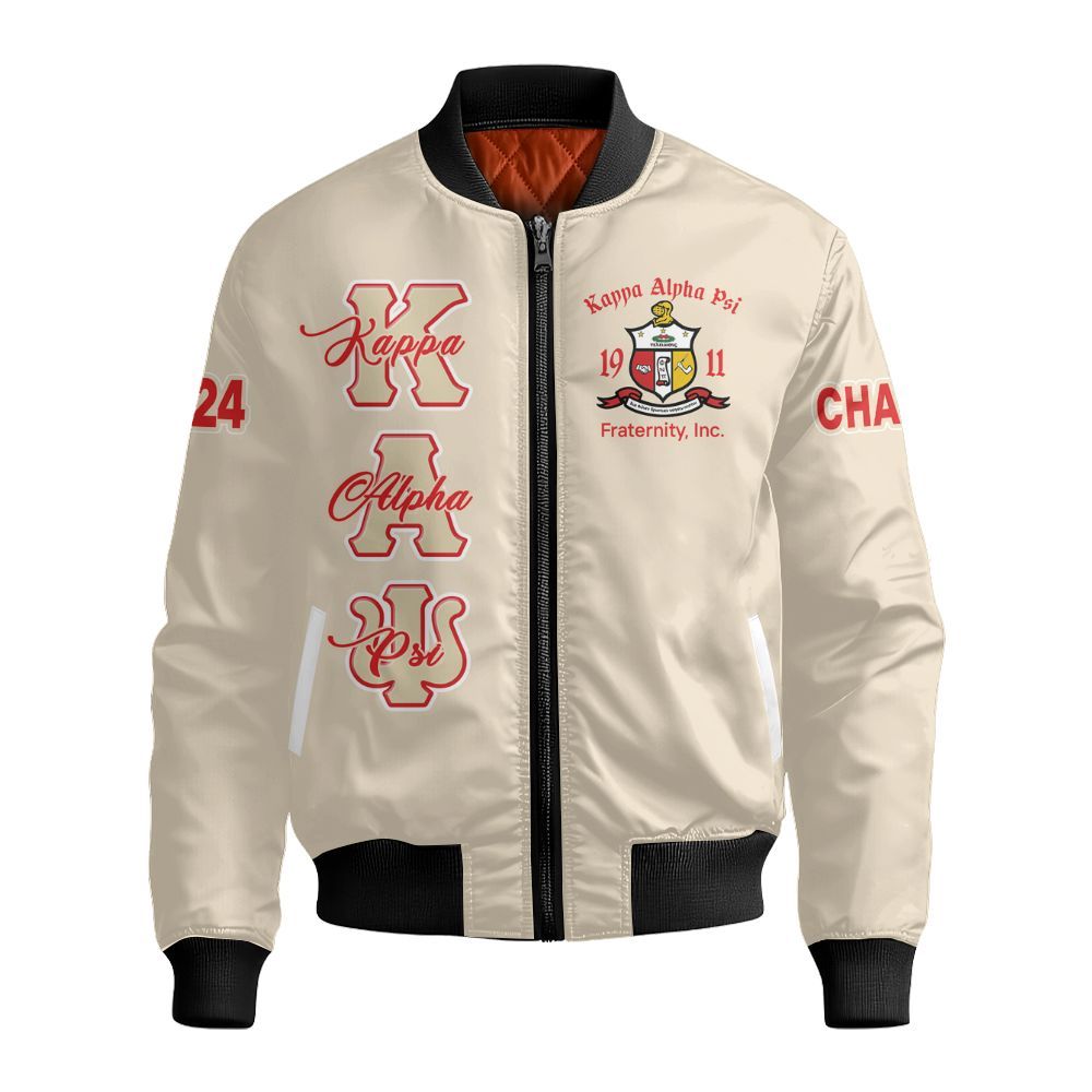 Ireishprint ΚΑΨ Custom Chapter Varsity Jacket, Personalized Krimson Kream ΚΑΨ Jacket Fraternity Bomber Jacket