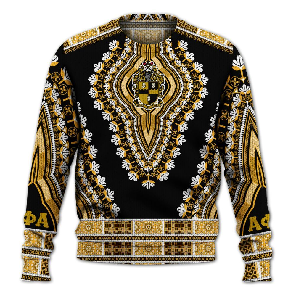 Ireishprint ΑΦΑ Shirt, African Dashiki Style ΑΦΑ Fraternity Knitted Sweater