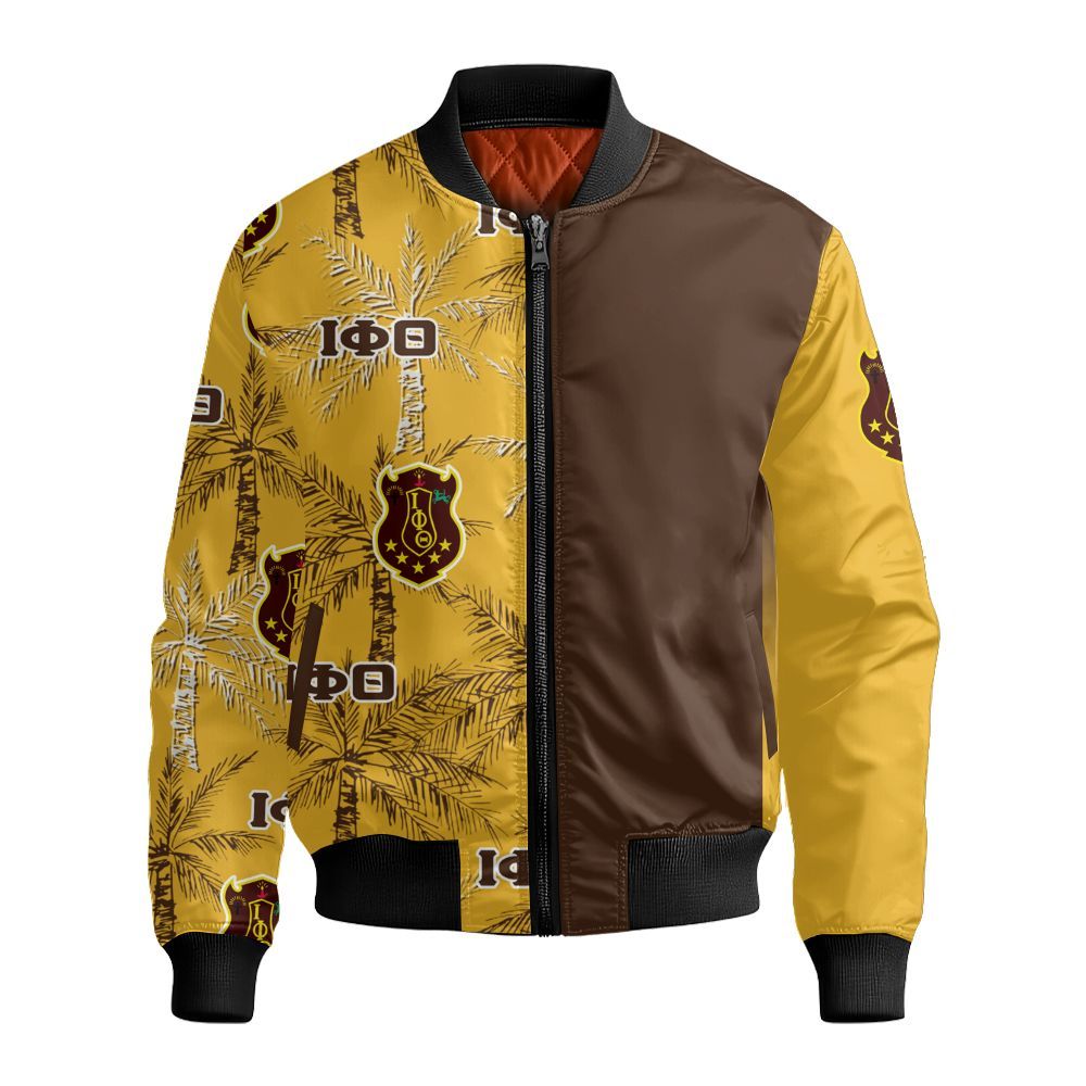 Ireishprint Iota Phi Theta Hawaii Short, Palm Tree Hawaii Short Iota Phi Theta Fraternity Bomber Jacket