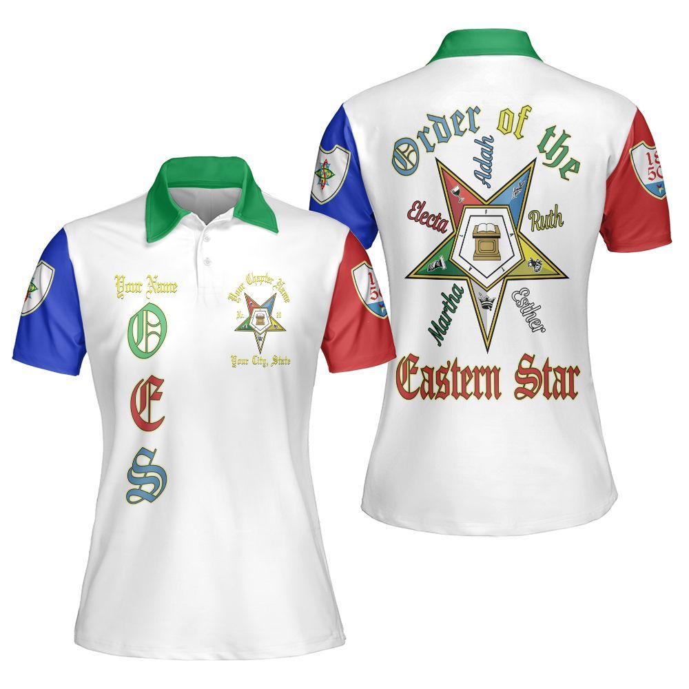 Ireishprint OES Custom Legacy Polo Shirt, Esther Pentagon Sisters Order Of The Eastern Star OES Polo Shirt Sorority Polo Shirt