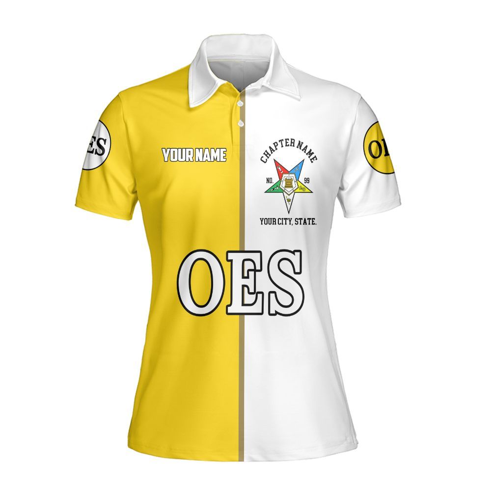 Ireishprint OES Custom Legacy Polo Shirt, Yellow Circle Legacy Style Order Of The Eastern Star OES Polo Shirt Sorority Polo Shirt
