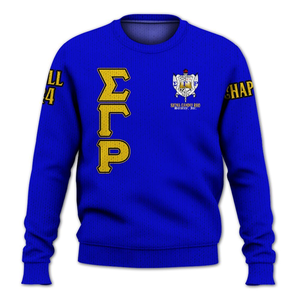 Ireishprint Sigma Gamma Rho Custom Chapter Shirt, Personalized Royal Blue Shirt Sigma Gamma Rho 1922 Sorority Knitted Sweater