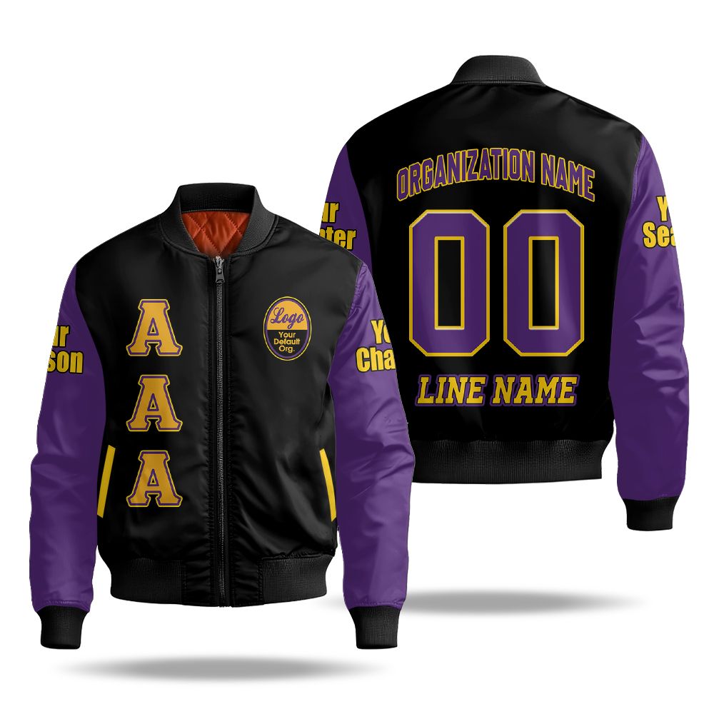 Custom Chapter Bomber Jacket, Omega Psi Phi Black Mix Gold 1911 ΩΨΦ Fraternity Bomber Jacket