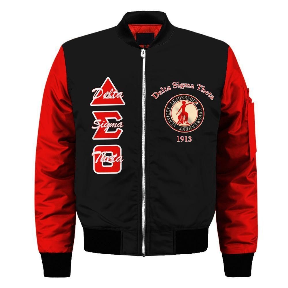 Delta Sigma Theta Hand Sign Elephant Sleeve Zip Bomber Jacket