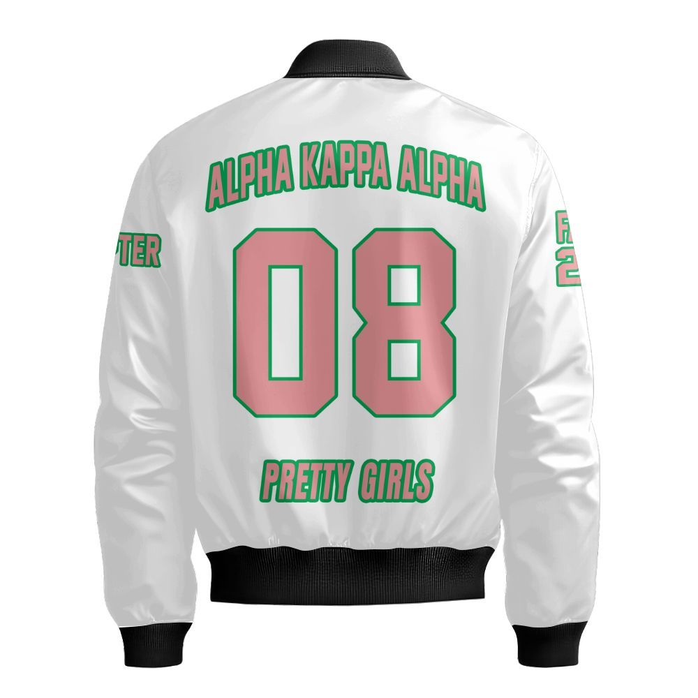 Ireishprint A.K.A Custom Chapter Polo Shirt, Personalized White Salmon Pink Polo Shirt Since 1908 Sorority Bomber Jacket
