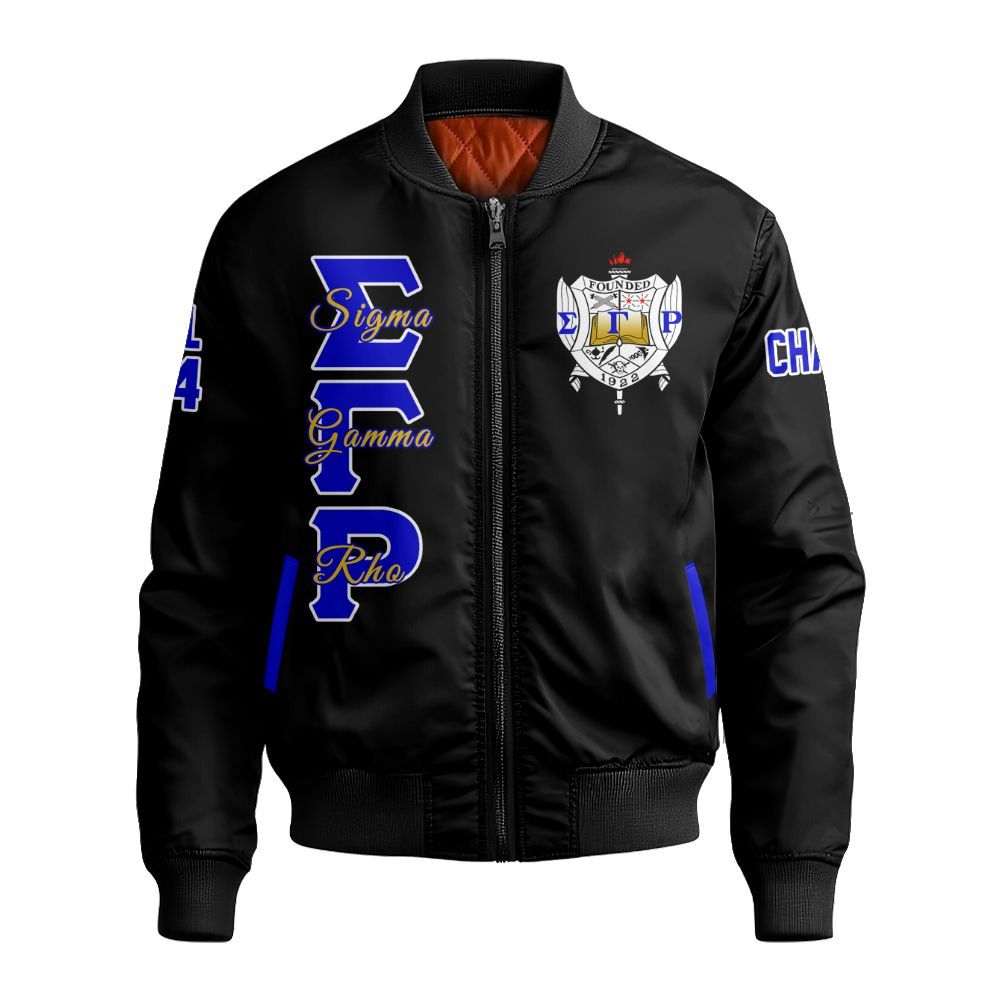 Ireishprint Sigma Gamma Rho Custom Chapter Varsity Jacket, Personalized Black Royal Blue Varsity Jacket Sigma Gamma Rho Sorority Bomber Jacket