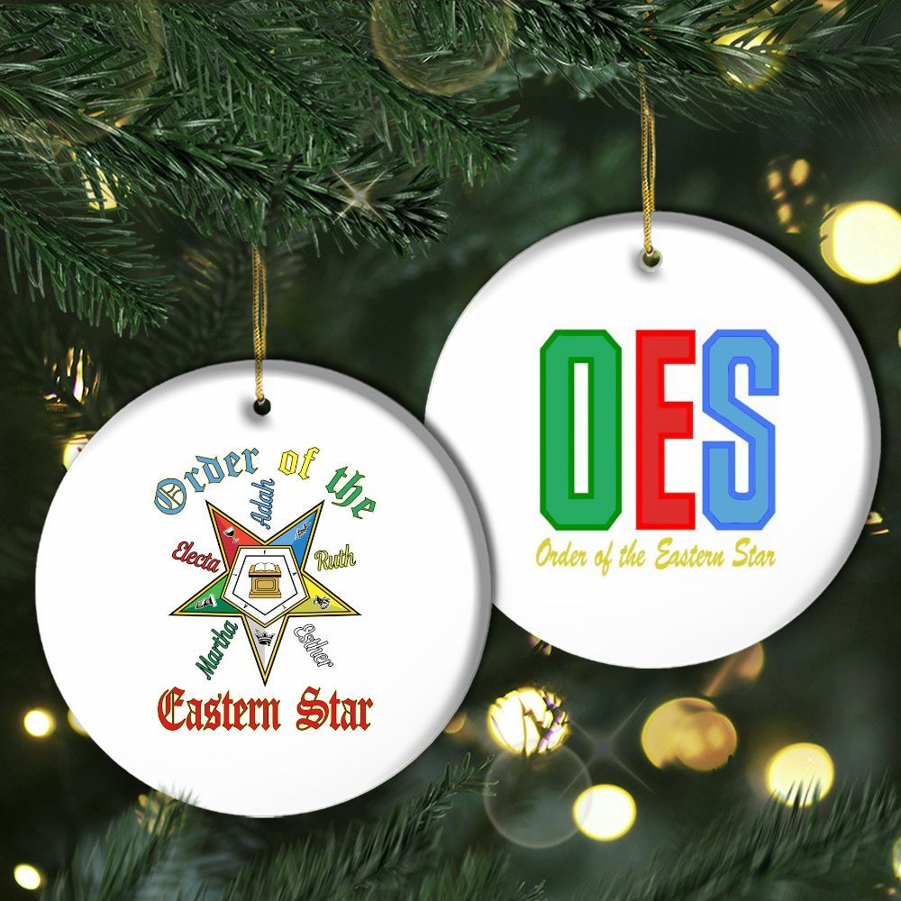 Ireishprint OES Ceramic Ornament, Letters Order Of The Eastern Star Multi-Color Star Xmas Ornament