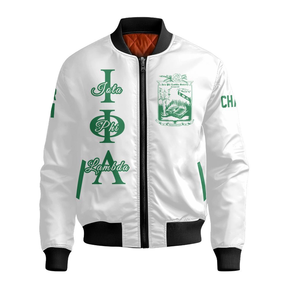 Ireishprint Iota Phi Lambda Custom Chapter Shirt, Personalized White Shirt Iota Phi Lambda Sorority Bomber Jacket