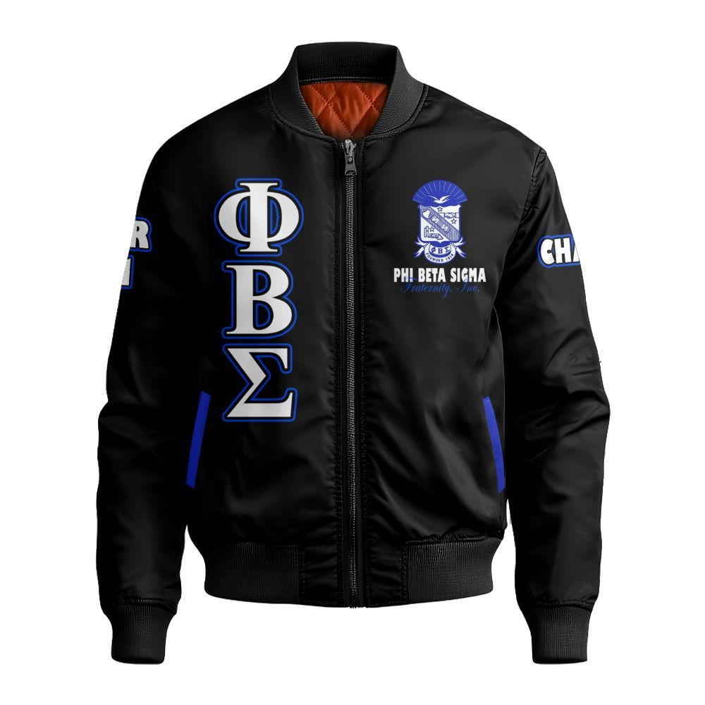 Ireishprint ΦΒΣ Custom Chapter Varsity Jacket, Personalized Black Jacket ΦΒΣ 1914 Fraternity Bomber Jacket