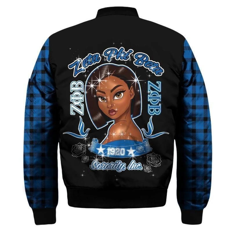 Zeta Phi Beta Shining Girl Sleeve Zip Bomber Jacket
