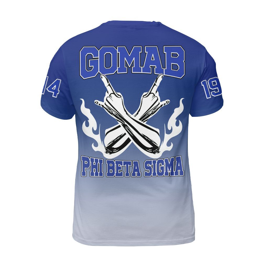 Ireishprint Phi Beta Sigma Shirt, ΦΒΣ Lettered Gradient Royal Blue Style 1914 Fraternity Shirt