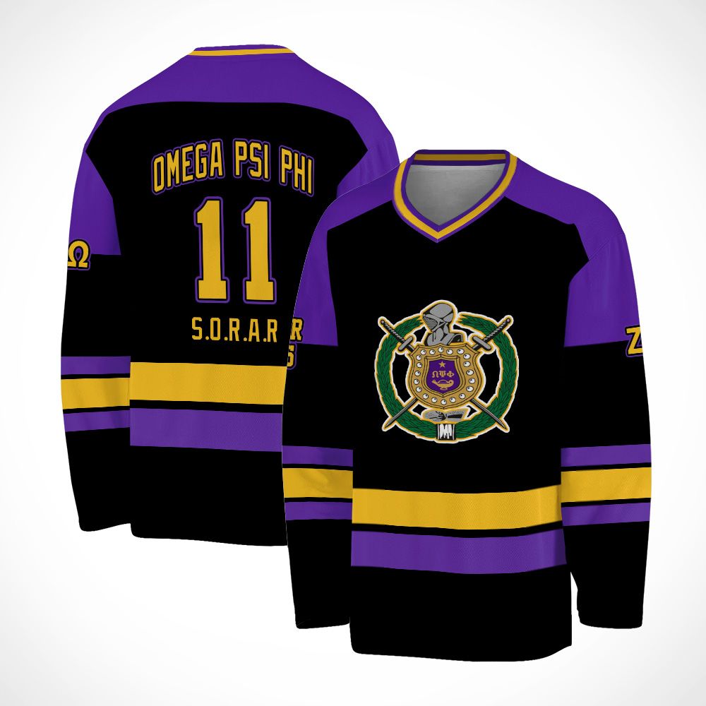 Ireishprint ΩΨΦ Custom Chapter Hockey Jersey, Purple Black Simple Style 1911 Fraternity Hockey Jersey