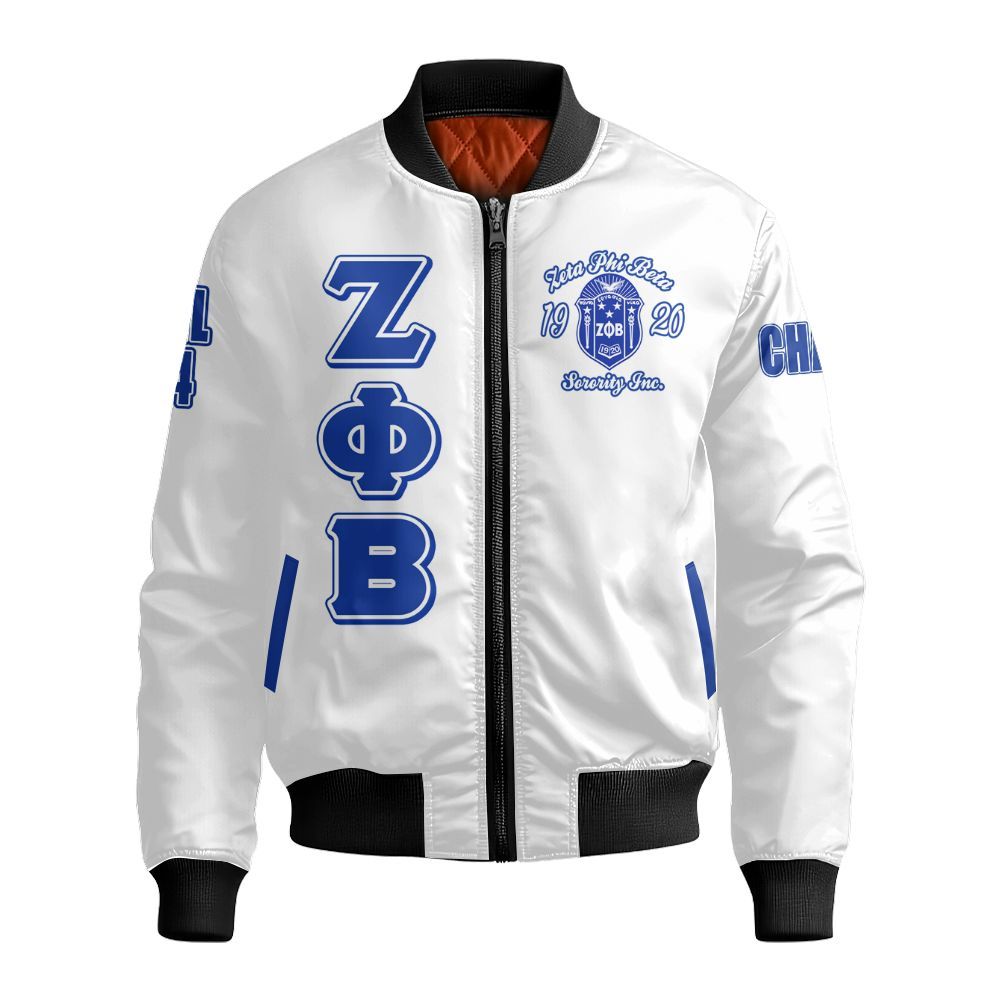 Ireishprint Zeta Phi Beta Custom Chapter Shirt, White Color Zeta Queen Z Phi B Black 1920 Sorority Bomber Jacket